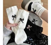 Calcetines de mujer con lazo bonitos de Lolita, calcetines dulces para niñas, calcetines de algodón de color liso para mujer one size gris