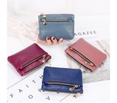 Monedero de piel sintética sólida a la moda, minimonederos, carteras para mujer, tarjetero, estuche con cremallera, bolsillo para llaves púrpura