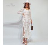 Nuevas llegadas Sexy playa cubrir hasta Crochet mujeres traje de baño Rash Guard playa Kaftan vestido envolvente One Size blanco