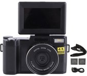 Cámara de vlogging de 48 MP, cámara digital 4K antivibración con pantalla IPS de 3,2 pulgadas para fotografía