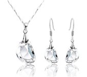 Conjunto de joyería y aretes chapados en oro blanco con diamantes de imitación en forma de guisante para mujer Earrings