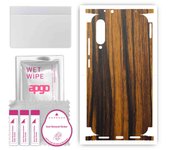 apgo Protective Skin Sticker for the back+sides compatible with Xiaomi Mi A3, Full Wrap Film, Foil, Vinyl - Pattern Tigerwood