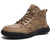 Botas de cuero genuino hechas a mano, zapatos para hombre, botines cómodos para hombre, zapatos casuales, zapatos para herramientas al aire libre 38 negro