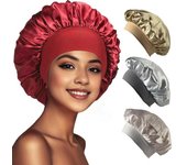 Gorro de dormir con banda elástica ancha, extragrande, de satén, suave, de alta densidad, para mujer, con trenzas rizadas, para salón de casa. verde menta