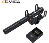 Comica Micrófono de cámara VM30 2,4G, sistema de micrófono de condensador cardioide con pantalla OLED de puerto de 3,5mm negro