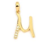Les Trésors De Lily [M8789] - Colgante chapado en oro 'Letra M' oro blanco - 21x10 mm oro