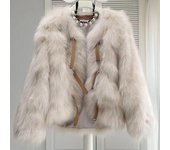 Abrigo de invierno Abrigo de piel artificial de mujer de piel sintética 2XL blanco