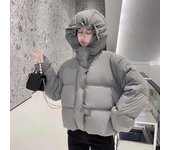 Chaqueta de plumón de otoño e invierno para mujer, chaqueta de plumón de pato blanco, chaqueta corta holgada de plumón liso XL marfil