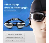 Gafas de natación para hombre y mujer, tapones para los oídos para piscina, gafas de natación profesionales impermeables, gafas de buceo graduadas para adultos color rosa