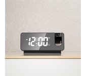 Reloj despertador con proyección LED digital, reloj de mesa, reloj de noche para dormitorio, temporizador de sueño, techo grande negro