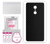 apgo Protective Skin Sticker for the back compatible with Xiaomi Redmi 5, Wrap Film, Foil, Vinyl - Pattern Carbon Black