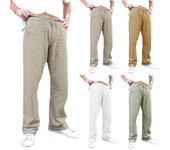 Moda de lujo para hombre, pantalones de lino de algodón natural, pantalones de verano para correr, pantalones de cintura elástica lisos para hombre, pantalones rectos sueltos para correr de talla grande XL