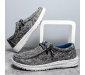 Zapatillas de lona transpirables sin cordones para hombre - Zapatos antideslizantes para primavera y verano 36 caqui
