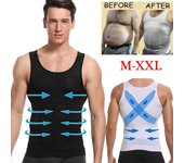 Hombres Gimnasio Deporte Fitness Chaleco Shapewear Abdomen Camisetas Camisetas sin mangas Culturismo Adelgazante Body Shaper 2XL negro