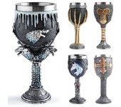 Horrible resina cabeza de calavera copa de vino de acero inoxidable copa de vino de calavera copa de cáliz gótico Halloween decorativo whisky cóctel bebida vaso para beber A