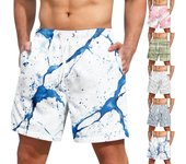 Pantalones cortos de playa informales con cintura elástica y estampado a la moda para hombre L azul