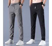 Pantalones elásticos casuales de estilo coreano de corte entallado para hombre 5XL negro