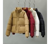 Chaqueta de invierno para mujeres Parkas espesar abrigo cálido Stand Cuello Chaquetas Parka de color sólido abrigo para mujeres moda nuevo streetwear M blanco