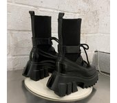 Botas de mujer 2024 nuevas botas casuales de tejido elástico para mujer, botas de moda con cordones cruzados, botas de plataforma cy87 35 beige