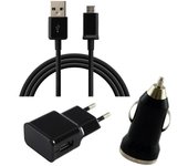 [Compatible XIAOMI REDMI 4A-4X-5A-5PLUS-6A-6PRO-S2] Pack Chargeur 3en1 - Cable-Chargeur Secteur-Allume Cigare Noir [Phonillico®]