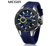 Reloj deportivo MEGIR para hombre, cronógrafo luminoso resistente al agua, relojes militares del ejército de cuarzo, reloj para hombre rosa brillante