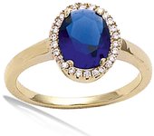 'Victorina' Anillo de zafiro blanco chapado en oro - 12x10 mm 52 oro