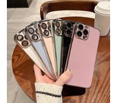 Funda de teléfono de color galvanizado de lujo para Iphone 11 12 13 Pro Max Xs Xr Max 7 8 Plus Soft Lens Protection Silicone Back Cover For iPhone SE2020