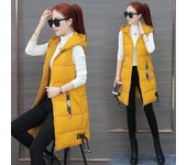 Parkas largas de otoño e invierno para mujer, abrigo cálido con capucha y plumón, chaqueta sin mangas para mujer XXXL negro