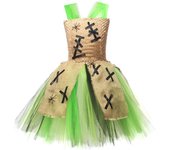 Vestido de fiesta para niñas, vestido de malla para niñas, vestido de princesa, disfraces de princesa COS 110 verde