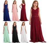 Vestido de niña de las flores, vestido de fiesta de gasa sin mangas con cuentas, vestido de dama de honor para boda, baile de graduación 9-10 Years borgoña