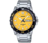 Casio Reloj analógico estándar de acero inoxidable con esfera amarilla de cuarzo MTD-125D-9AV 100M para hombre amarillo