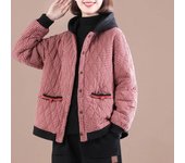 Abrigo de algodón Mujer Otoño e Invierno Chaqueta Casual con Capucha Gruesa Suelta Chaqueta Informal Corta y cómoda XL rojo