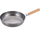 Sartén de hierro Wahei Freiz Tsubame Sanjo de 26 cm compatible con IH, mango de madera y gas, fabricada en Japón, Chitose, Chitose CS-009 plata