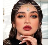 Colgante de cristal para la frente, colgante para cejas, tocado, cadena para la frente de novia, diadema con gotas de agua, cadena para la cabeza, accesorios para el cabello étnicos bohemios. oro