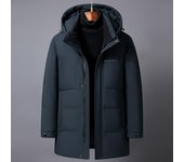 Chaqueta acolchada de invierno para hombre, abrigos de plumas de talla grande para hombre de mediana edad, Parkas gruesas y cálidas con plumón de pato blanco 90% M azul