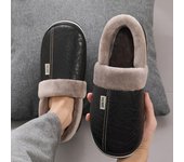 Zapatillas de invierno para hombre, zapatillas de interior de piel sintética, zapatos para hombre, Zapatillas de casa impermeables de gran tamaño con piel, zapatillas cortas Unisex cálidas 50-51