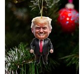 Colgante de dibujos animados de Trump, adorno colgante acrílico plano en 2D, decoración divertida de Trump para llavero de coche y árbol de Navidad 3