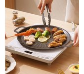 Parrilla para barbacoa al aire libre, sartén antiadherente de piedra Maifan redonda coreana, bandeja para barbacoa, placa para asar, plancha, equipo para acampar 28cm