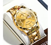 BINBOND Relojes de cuarzo de lujo de primera marca para hombre, reloj original para hombre, reloj de pulsera de acero inoxidable resistente al agua con fecha luminosa y semana para hombre