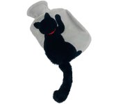 Bolsa de agua caliente de imitación de peluche, lindo gato de cola larga, inyección de PVC, calentador de manos a prueba de explosiones