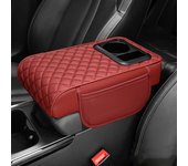 Cojín de reposabrazos de consola central portátil, multifuncional, caja de almacenamiento universal para reposabrazos de coche beige