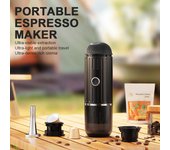Cafetera eléctrica portátil compatible con cápsulas NS y café molido, 19 bares, 100 W, calefacción inalámbrica, máquina de espresso de viaje negro