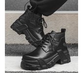 Botas Chelsea para hombre, estilo británico retro, zapatos de un solo pedal, botas cortas, botas Martin para hombre 1203-J 38 negro
