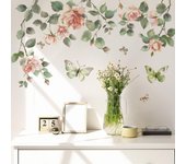 Plantas Verdes Flores Hojas Dormitorio Sala de Estar Pared de Fondo Paisajismo Pegatinas de Pared 30*90CM*2PCS/fun-c22