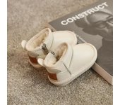 Nuevas botas de nieve de invierno para niños, zapatos gruesos y cálidos de algodón, botas cortas impermeables para hombres y mujeres. 21 de blanco