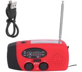 Radio de emergencia multifunción con manivela y energía solar ABS QQT088, compatible con FM, AM y linterna.