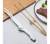 Pinzas para alimentos para barbacoa, pinzas para barbacoa, pinzas de acero inoxidable para cocinar a la parrilla, herramienta de sujeción para filetes plata