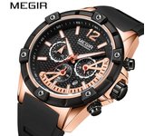RELOJ DE CUARZO MEGIR Hombres Oro Rosa Luminoso Impermeable Relojes Deportivos Reloj Cronógrafo Relojes de Pulsera Erkek Kol Saati Montre Homme