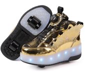 TUINANLE Zapatos Led para niños, zapatillas luminosas de dos ruedas para niños, zapatillas de deporte con tacones, zapatos de Skate para niños y niñas 30 rojo