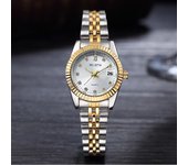 Reloj de pulsera de cuarzo para mujer, reloj famoso de lujo de primeras marcas, caja de horas calendario, 2023 oro/blanco